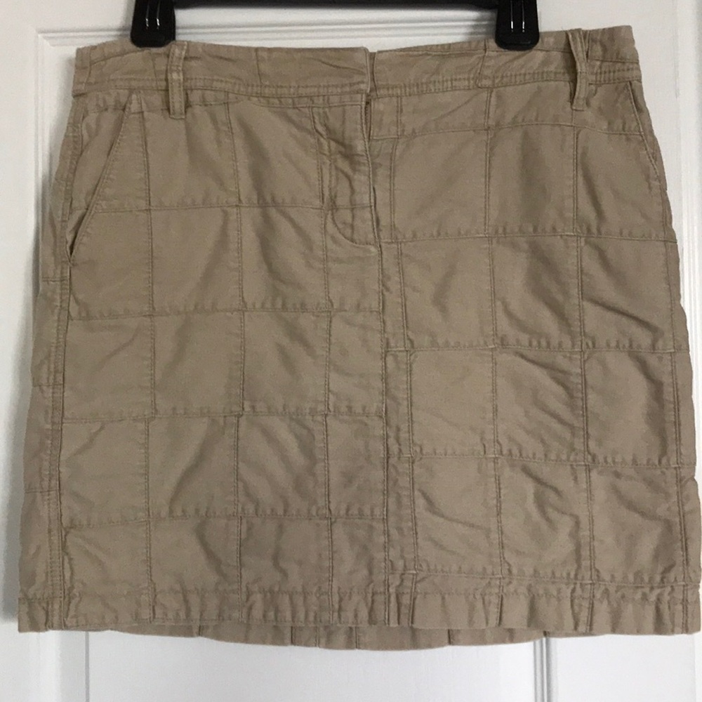 Khaki patchwork stitching skirt